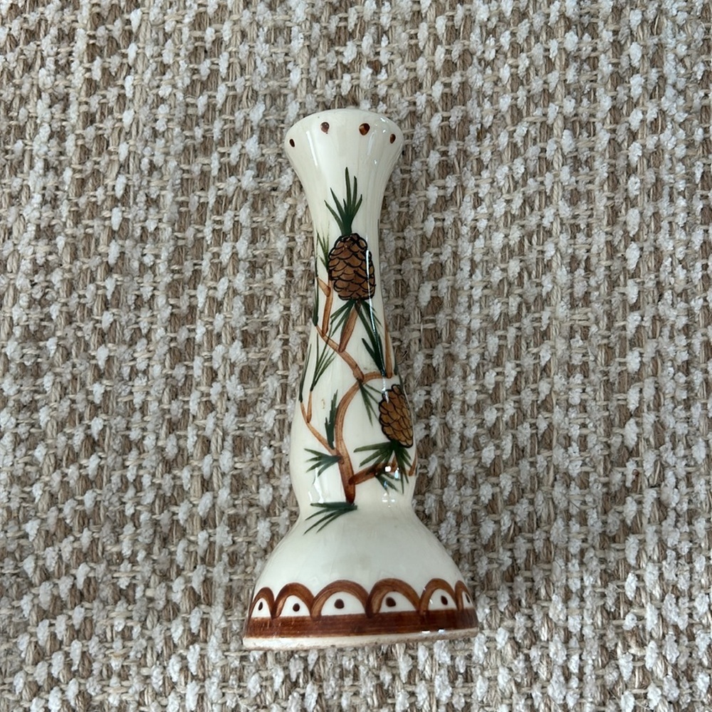 Vintage Hand Painted Pinecone Bud Vase Unmarked Ceramic - Picture 3 of 6